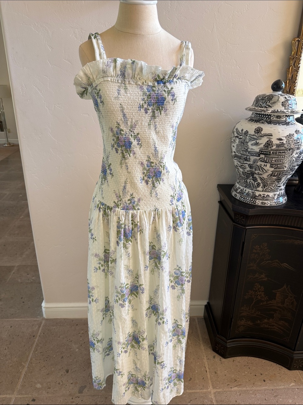 Loveshack Fancy smock top floral party dress Medium